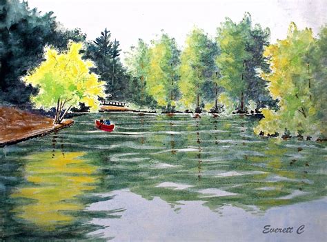 Canoeing - watercolor | Watercolor canvas, Watercolor paintings, Painting