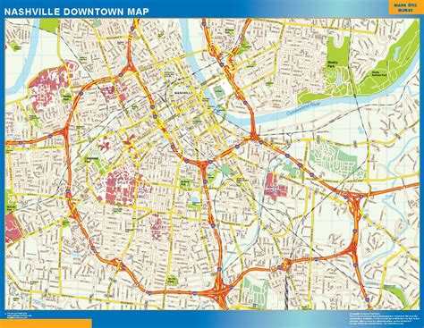 Nashville downtown map | Wall maps of the world & countries for Australia