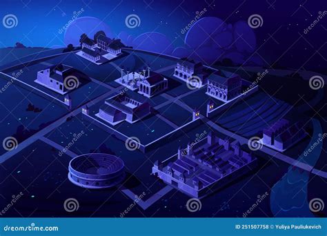 Rome Isometric Landscape With Antique Building Cartoon Vector | CartoonDealer.com #249845511