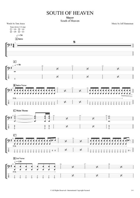 South of Heaven Tab by Slayer (Guitar Pro) - Full Score | mySongBook