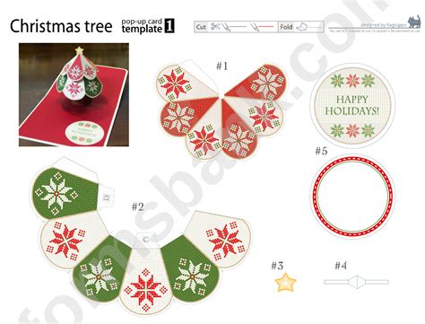 Christmas Tree Pop-Up Card Template printable pdf download