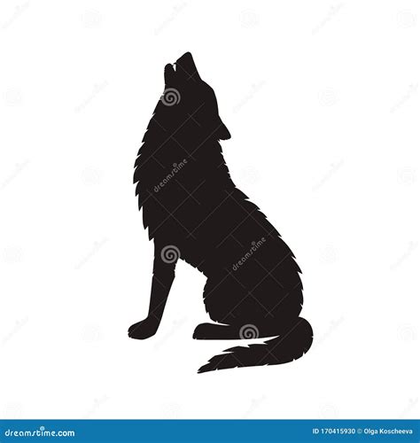 Silhouette of a Wolf Howling at the Moon Stock Vector - Illustration of ...