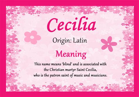 Cecilia Personalised Name Meaning Certificate - The Card Zoo