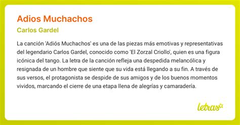 Significado de la canción ADIOS MUCHACHOS (Carlos Gardel) - LETRAS.COM