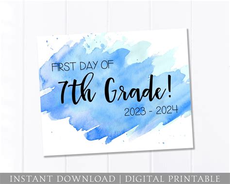 First Day of School Sign 7th Grade Watercolor First Day of - Etsy