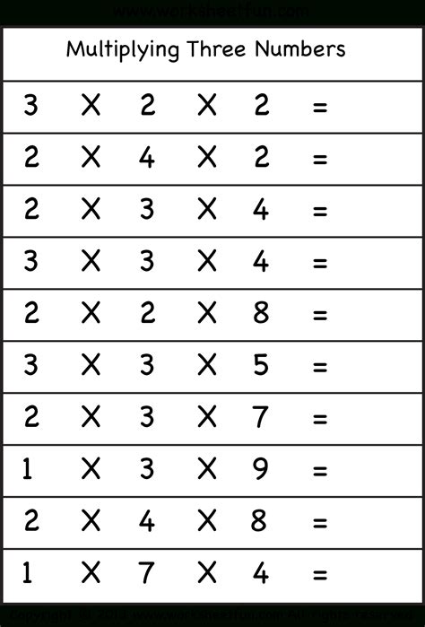 Multiply By 3 Worksheets