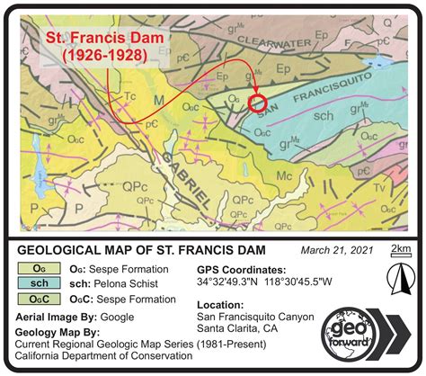 Geologic Map of the St. Francis Dam Location » GEO FORWARD