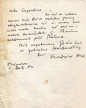 Friedrich Huch autograph | Autographed letter signed by Huch, Friedrich: Signed by Author(s ...