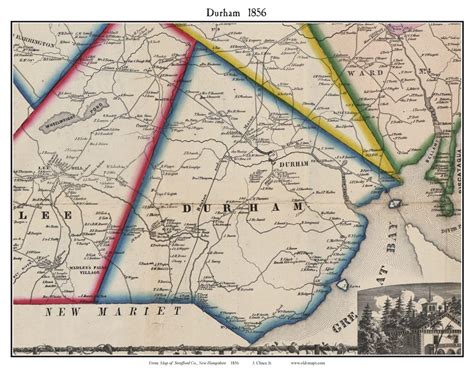 Durham, New Hampshire 1856 Old Town Map Custom Print - Strafford Co ...