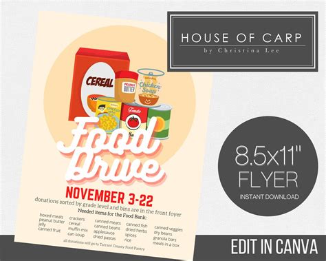 EDITABLE Food Drive Poster, Event Poster, Canned Food Drive Poster - Etsy