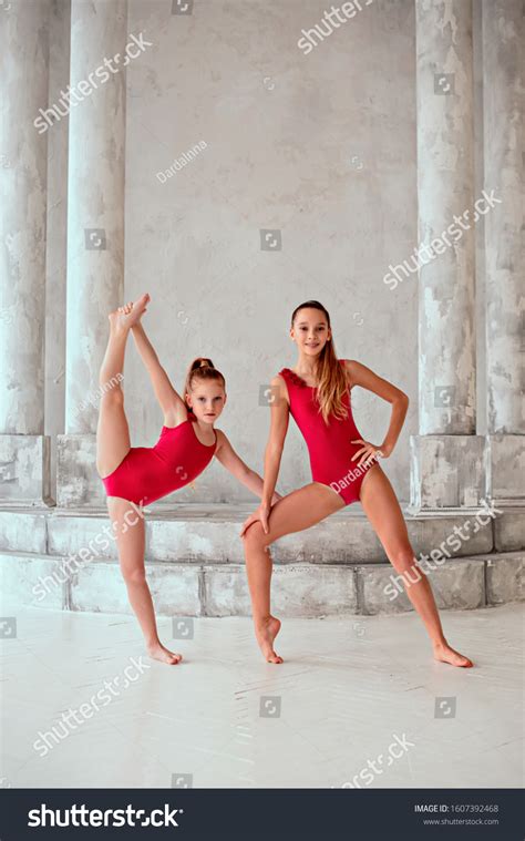 Rhythmic Gymnastics Girls Gymnasts Performs Various Stock Photo ...