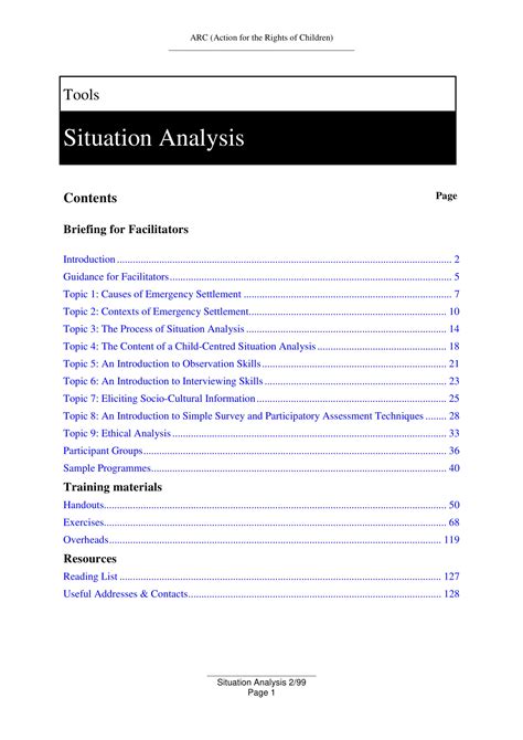 Situation Analysis Outline