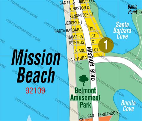 Mission Beach Map, San Diego County, CA – Otto Maps