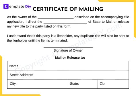 Certificate of Mailing Template Printable in PDF, Word