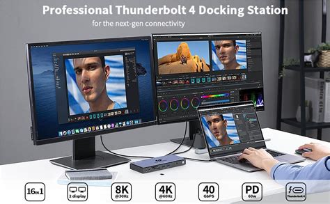 Thunderbolt 4 Docking Station Oem 16 In 1 Dual Monitor 4k Single 8k H ...