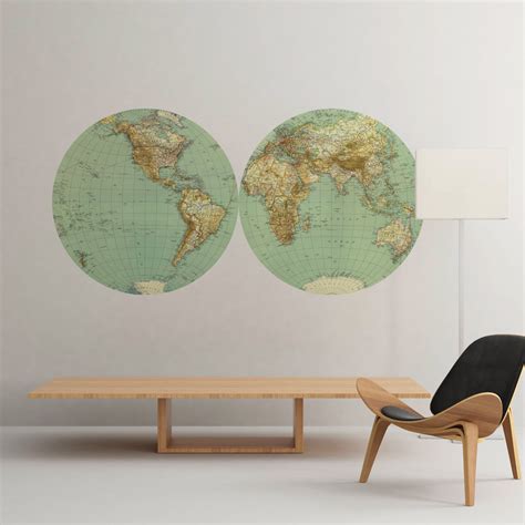 Retro Vintage World Map Sticker | Moonwallstickers.com