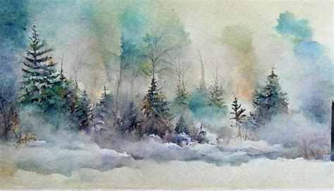 Premium Photo | Watercolor winter pine tree forest background hand painted snowy conifer spruce ...