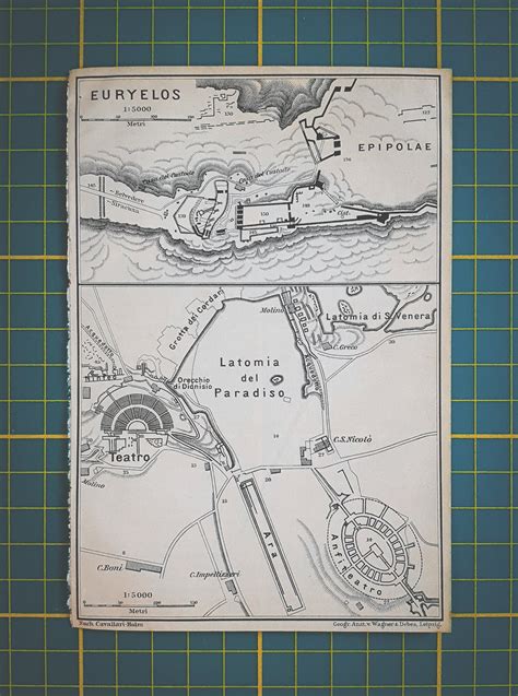 1911 Vintage Map of Syracuse Archaeological Sites