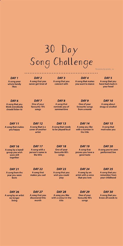 30 Day Song Challenge | Song challenge, Music challenge, 30 day song ...