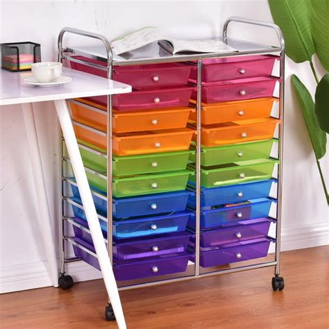 Costway 20 Drawer Rolling Storage Cart Scrapbook Paper Office School ...