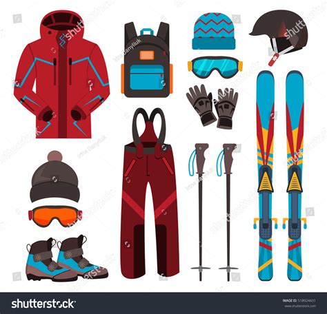 Skiing Equipment Vector Icons Set Skis Stock Vector 518924431 - Shutterstock