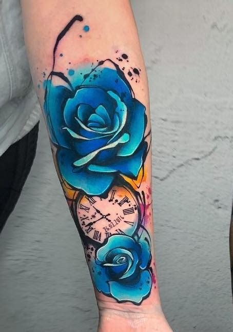 Blue Rose Tattoo Forearm - TATTOOGOTO