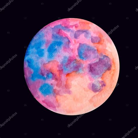 Pink moon in the night sky (sunset) Stock Illustration by ©Mila_Endo #92589808