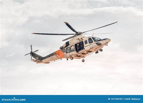 Rescue Team with Helicopter. Emergency Accident Service Stock Image ...