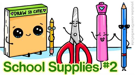 How to draw back to school supplies #2 cute and easy step by step | School supplies, Cute ...