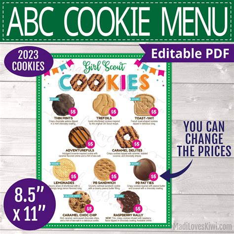 This 2023 ABC Girl Scout Cookie Menu will help you sell more cookies! | MadiLovesKiwi.com ...