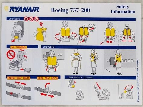 Safety card Ryanair Boeing 737-200 | Boeing, Boeing 737, Ryanair