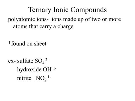 Rules for naming ternary ionic compounds