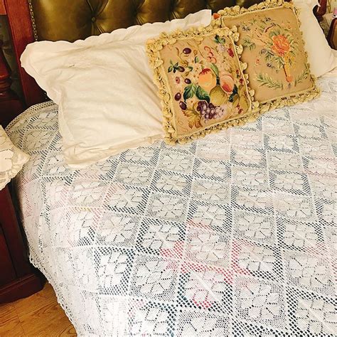 Hand Crochet Imitation Bedspread White Crochet Lace Blanket - Etsy