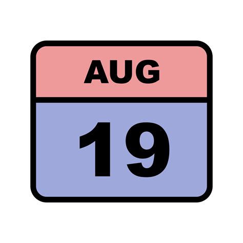 August 19th Date on a Single Day Calendar 505021 Vector Art at Vecteezy