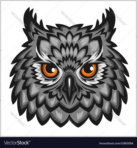 Owl head - isolated on white Royalty Free Vector Image