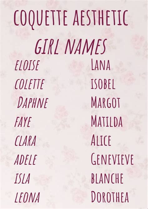 Coquette aesthetic girl names | Uncommon baby names, Sweet baby names, Biblical girl names