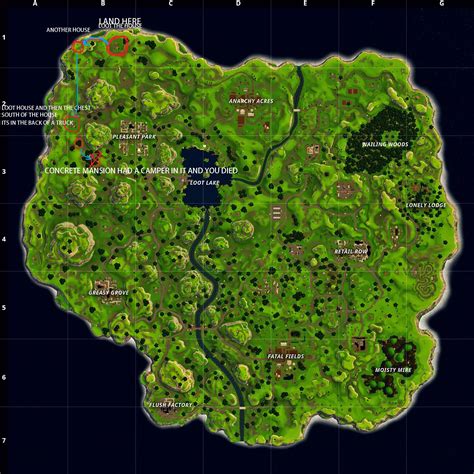 You want a map route with lots of loot? Here. Have it : r/FortNiteBR