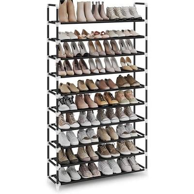 Songmics 10-tier Shoe Rack Storage Organizer Metal Frame Non-woven Fabric Black : Target