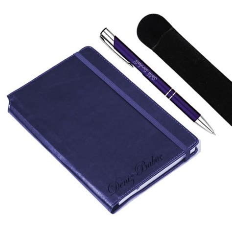 Personalized Notebook and Pen Set Darkblue / Custom Name