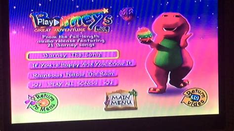 Opening and Menu Walkthrough To More Barney Songs RARE 2000 DVD - YouTube