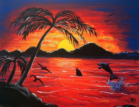 Hawaiian Sunset - Brushes N' Vino