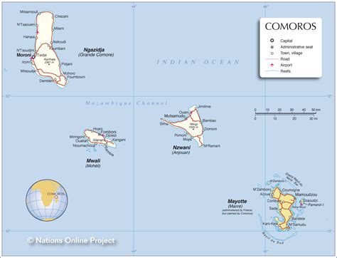 Administrative Map of Comoros - Nations Online Project