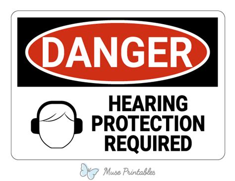 Printable Hearing Protection Required Danger Sign