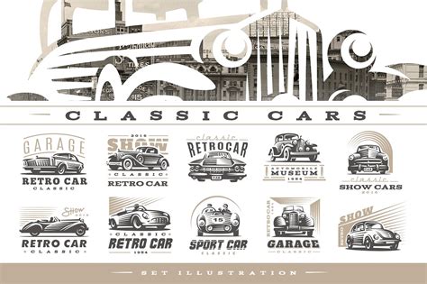 Classic cars logo in Logo Templates on Yellow Images Creative Store