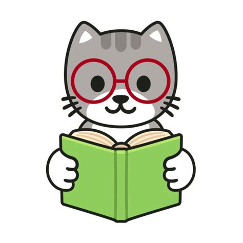 Cat Reading Clip Art