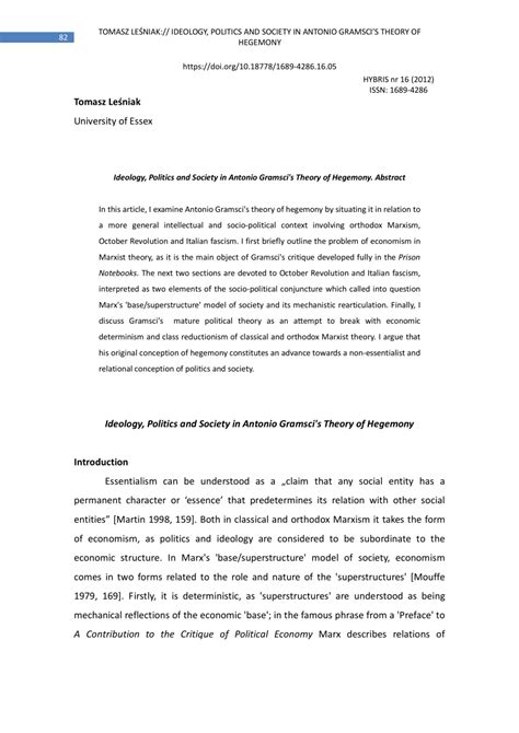 (PDF) Ideology, Politics and Society in Antonio Gramsci's Theory of ...