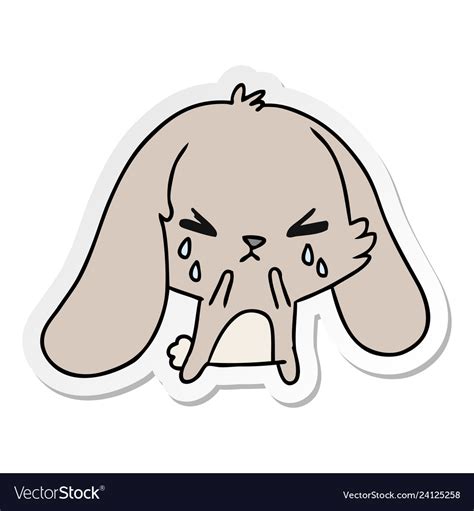 Sticker cartoon of cute kawaii sad bunny Vector Image