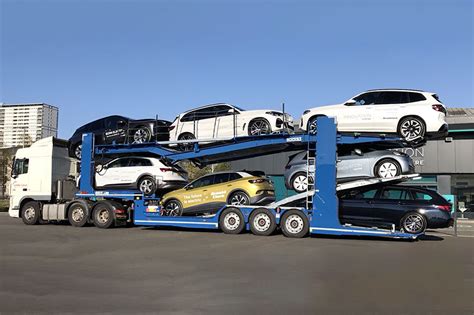 Here's how a car transporter is loaded