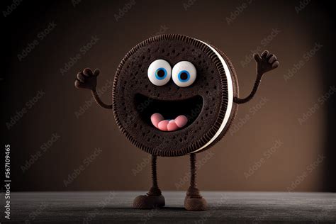 Oreo cookie snack, Cartoon character, Smiling and cheering, Funny ...