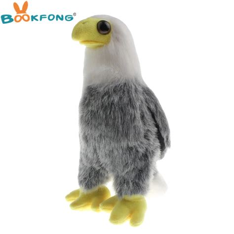 BOOKFONG 26cm Simulation Bald Eagle Plush Toy Plush Stuffed Animal Bird Lifelike Eagle Doll ...